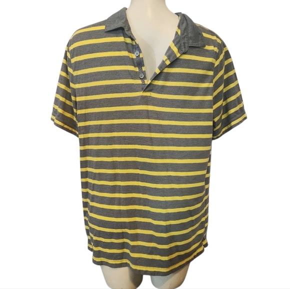 Banana Republic Striped Gray and Yellow Men's Polo Shirt Size Large - Picture 1 of 5